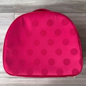 NWOT Estee Lauder Holiday Red Polka Dot Cosmetic Make Up Toiletry Train Bag